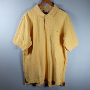 Vtg L.L. Bean Polo Shirt Men Large Tall Yellow Premium Double LT 100% Cotton